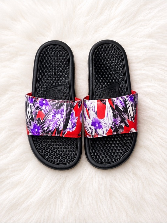 Nike Shoes - Nike Benassi JDI Floral Slides Women’s Size 6 Red Purple Black Comfort Sandals